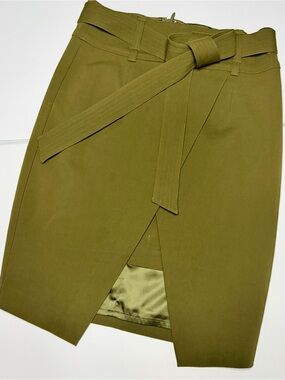 Marciano by Guess military style belted asymmetrical pencil skirt army green